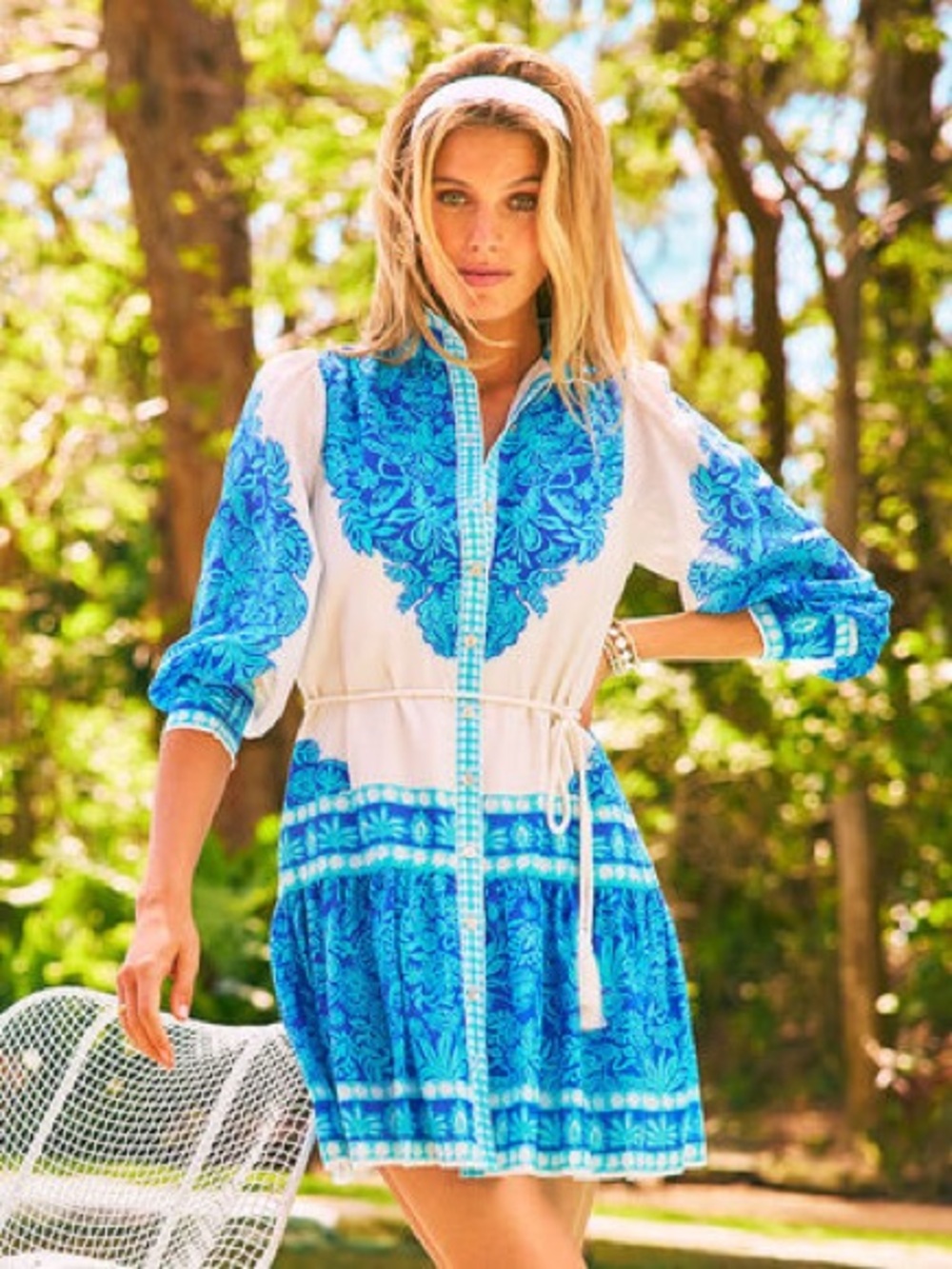 Lily Pulitzer Drena Lightweight Linen-Blend Shirtdress Size 2 Breezy Aqua Jungle